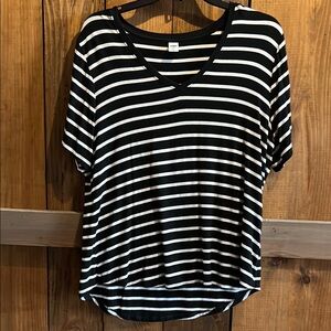 Black and White Striped Women's Top